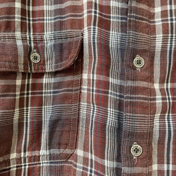 Kuhl Brown Plaid Shirt Mens Medium Cotton Button Up Collared Outdoor Casual Top - Picture 4 of 10